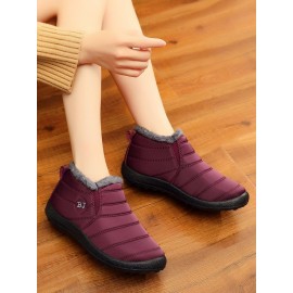 Unisex Waterproof Fur Lined Flat Heel Snow Boots