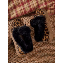 Vintage Plain All Season Wearable Daily Flat Shoes Faux Fur Slip On Deep Mouth Single Shoes for Women