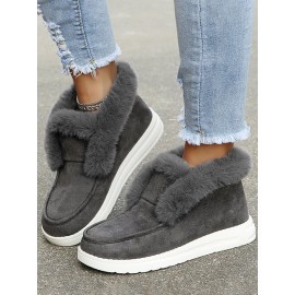 Women's Split Joint Furry Flat Heel Snow Boots
