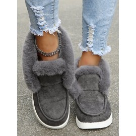Women's Split Joint Furry Flat Heel Snow Boots