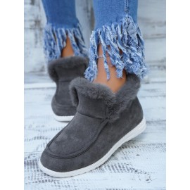 Women's Split Joint Furry Flat Heel Snow Boots