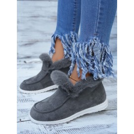 Women's Split Joint Furry Flat Heel Snow Boots