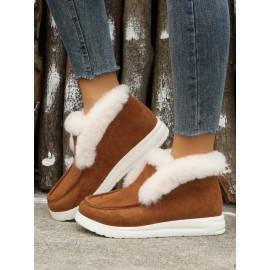 Women's Split Joint Furry Flat Heel Snow Boots