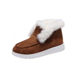 Women's Split Joint Furry Flat Heel Snow Boots