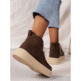 Casual Plain Non-Slip Zipper Block Heel Moccasin Boots