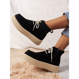 Casual Plain Non-Slip Zipper Block Heel Moccasin Boots