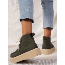 Casual Plain Non-Slip Zipper Block Heel Moccasin Boots
