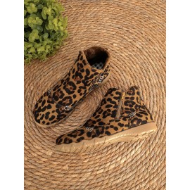 Faux Leather Panel Zip and Fleece Soft Ankle Ankle Boots