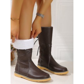 Comfortable Soft Lightweight Lace Up Chunky Heel Snow Boots Footwear