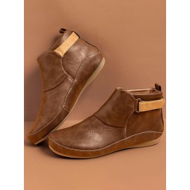 Women Casual Green Daily Adjustable Soft Leather Booties