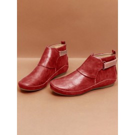 Women Casual Green Daily Adjustable Soft Leather Booties