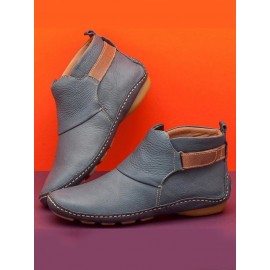 Women Casual Green Daily Adjustable Soft Leather Booties