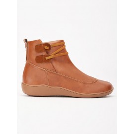 Women Casual Soft Braided Strap Lether PU Flat Heel Snow Boots