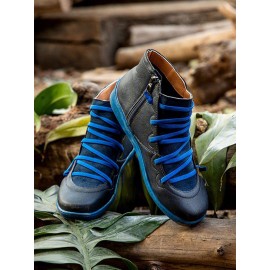 Women Lether Fall Flat Heel PU Boots