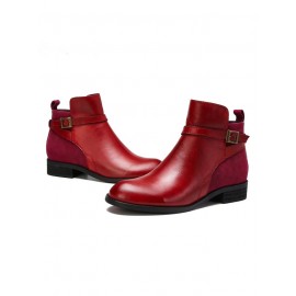 Vintage Round Toe Chunky Heel Casual Short Boots