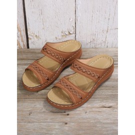 Retro Style Hollow Out Circular Embroidery Foot Casual Slippers