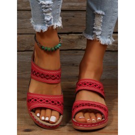Retro Style Hollow Out Circular Embroidery Foot Casual Slippers