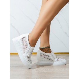 Flower Embroidery Detail Hidden Heeled Shoes