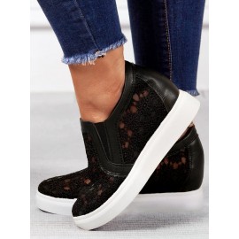 Flower Embroidery Detail Hidden Heeled Shoes