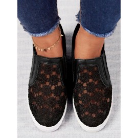 Flower Embroidery Detail Hidden Heeled Shoes