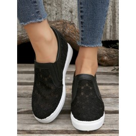 Flower Embroidery Detail Hidden Heeled Shoes