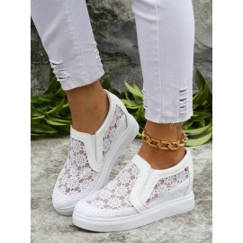 Flower Embroidery Detail Hidden Heeled Shoes