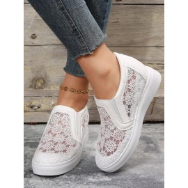 Flower Embroidery Detail Hidden Heeled Shoes