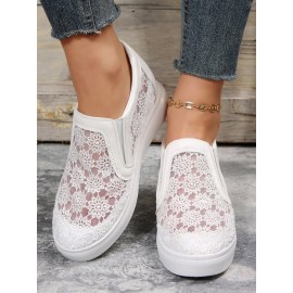Flower Embroidery Detail Hidden Heeled Shoes