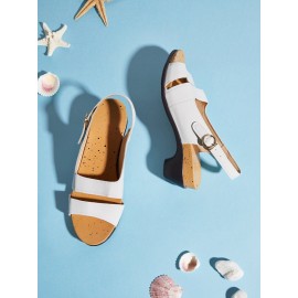 Solid Color Vintage Casual Chunky Heel Sandals