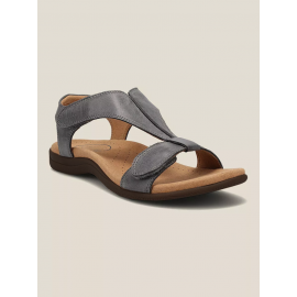 Retro Solid Color Casual Velcro Portable Sandals