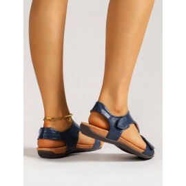 Retro Solid Color Casual Velcro Portable Sandals