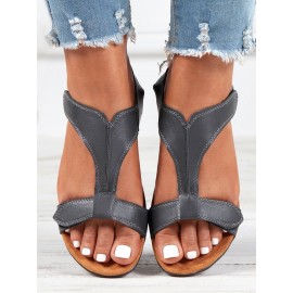 Retro Solid Color Casual Velcro Portable Sandals