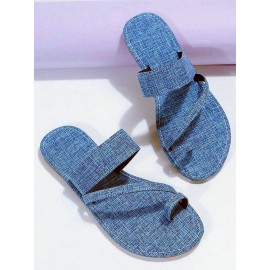 Casual Denim To Ring Slide Sandals