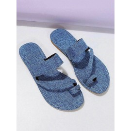 Casual Denim To Ring Slide Sandals