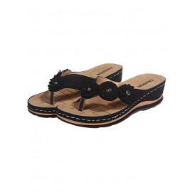 Vintage Floral Casual Wedge Flip-Flops