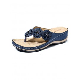 Vintage Floral Casual Wedge Flip-Flops