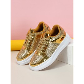 Street Plain Non-Slip Lace-Up Flat Heel Skate Shoes Split Joint