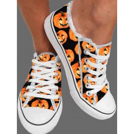 Halloween Orange Pumpkin Lace Up Espadrilles