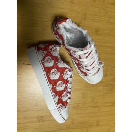 Christmas Santa Claus Snowflake Lace-Up Canvas Shoes