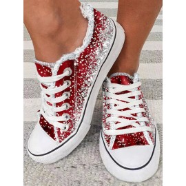Casual Ombre Wearable Lace-Up Flat Heel Canvas Printing