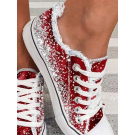 Casual Ombre Wearable Lace-Up Flat Heel Canvas Printing