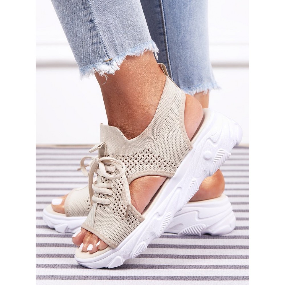 Breathable Hollow Out Lace Up Front Slip On Sports Sandals