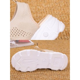 Breathable Hollow Out Lace Up Front Slip On Sports Sandals