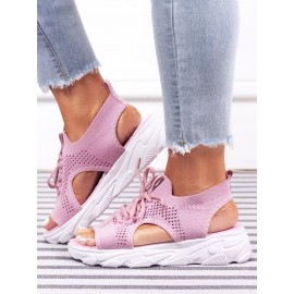Breathable Hollow Out Lace Up Front Slip On Sports Sandals