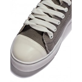 Women Breathable Flat Heel Canvas Lace-Up Shallow Shoes Casual EVA Canvas Shoes