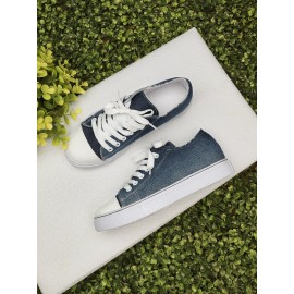 Women Breathable Flat Heel Canvas Lace-Up Shallow Shoes Casual EVA Canvas Shoes