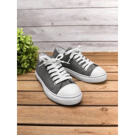 Women Breathable Flat Heel Canvas Lace-Up Shallow Shoes Casual EVA Canvas Shoes