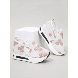 Floral Embroidery Breathable Sheer Mesh Sneakers