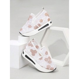 Floral Embroidery Breathable Sheer Mesh Sneakers