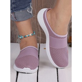 Casual Plain Breathable Slip On Flat Heel Fly Woven Shoes Split Joint